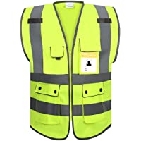 Ryaco Chaleco Reflectante-Chaleco de Seguridad Ansi Clase 2 de Alta Visibilidad Don Tiras Reflectantes- 8 Bolsillos y…